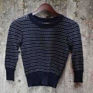 AllSaints Navy & Silver Striped Sheer Knit Sweater Women’s Size 2 (UK 6 / EU 34)